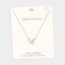 Load image into Gallery viewer, Gold Gold Dipped CZ Butterfly Pendant Necklace
