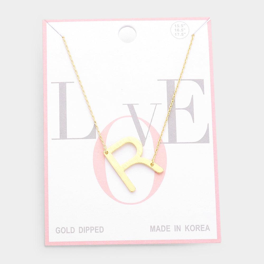 Gold Gold Dipped Monogram Pendant Necklace