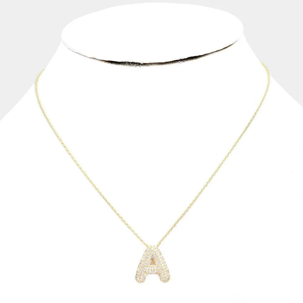 Letter A Gold Dipped CZ Monogram Pendant Necklace - Jewelry Store by Erik Rayo