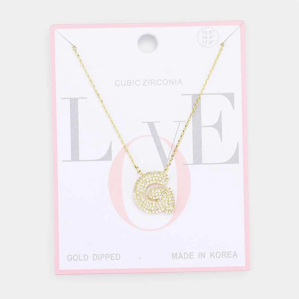 Letter G Gold Dipped CZ Monogram Pendant Necklace - Jewelry Store by Erik Rayo