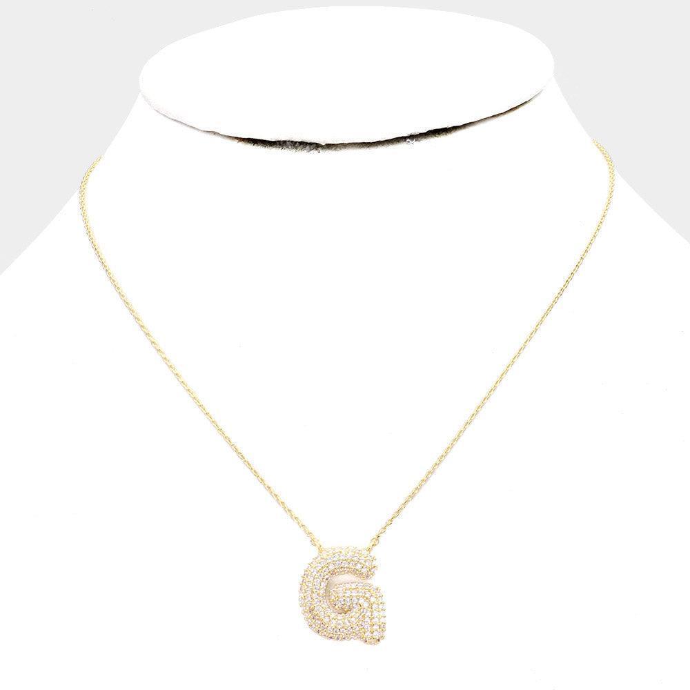 Letter G Gold Dipped CZ Monogram Pendant Necklace - Jewelry Store by Erik Rayo