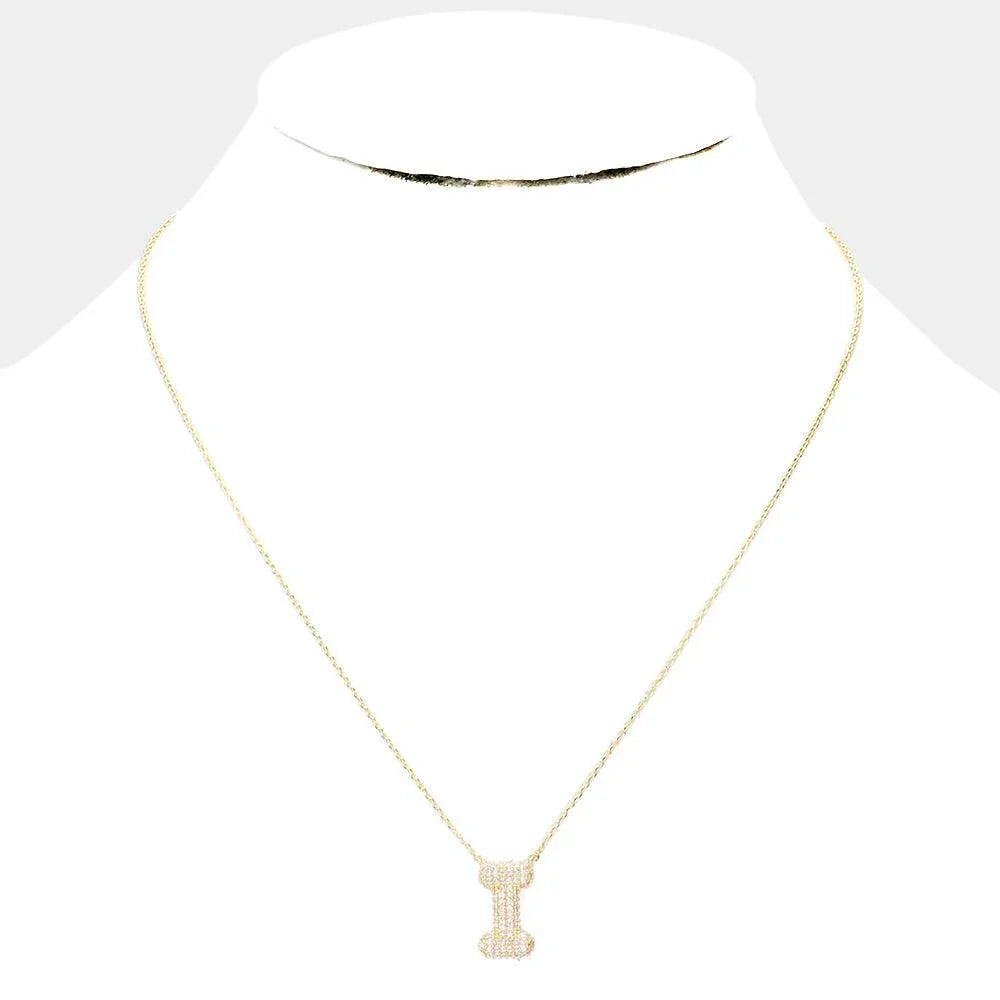 Letter I Gold Dipped CZ Monogram Pendant Necklace - Jewelry Store by Erik Rayo