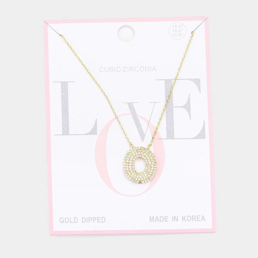 Letter O Gold Dipped CZ Monogram Pendant Necklace - Jewelry Store by Erik Rayo
