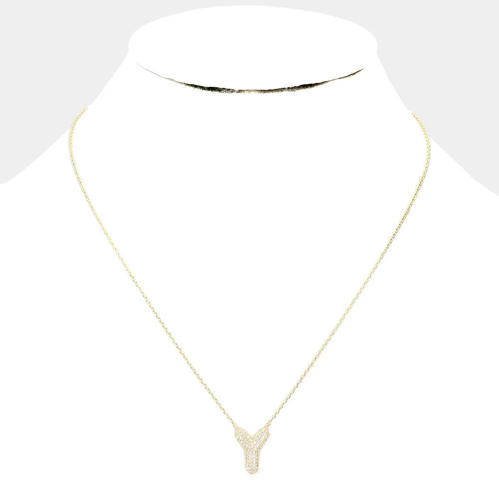 Letter Y Gold Dipped CZ Monogram Pendant Necklace - Jewelry Store by Erik Rayo