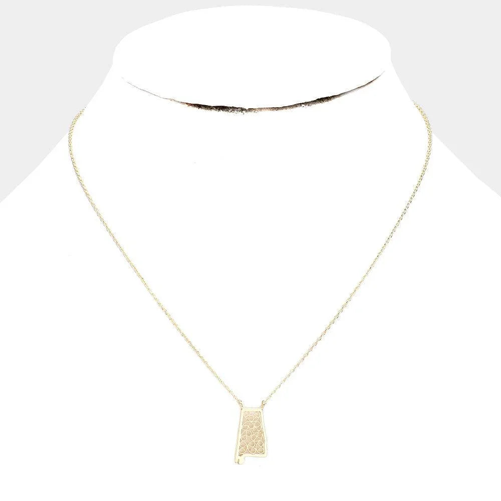 Gold Gold Dipped Alabama State Pendant Necklace - Jewelry Store by Erik Rayo