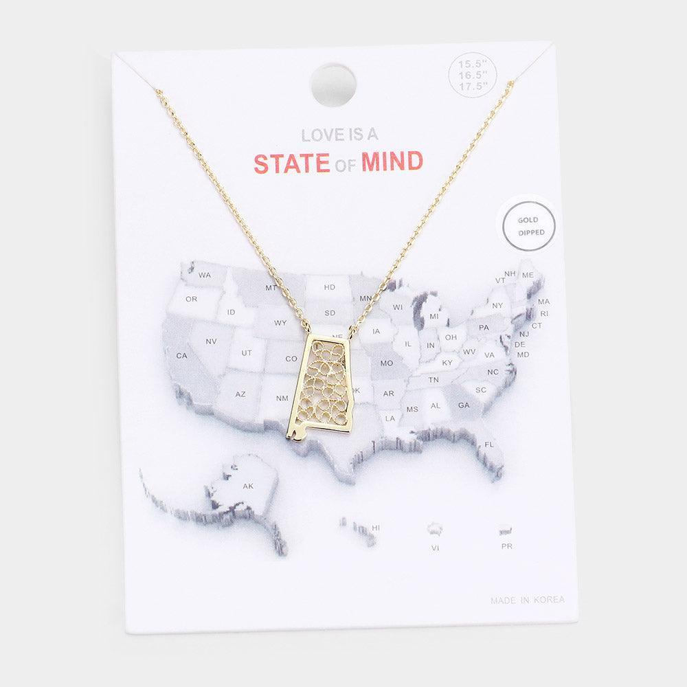 Gold Gold Dipped Alabama State Pendant Necklace - Jewelry Store by Erik Rayo