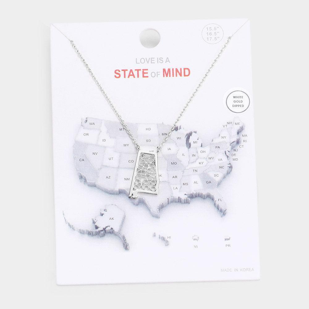 Gold White Gold Dipped Alabama State Pendant Necklace - Jewelry Store by Erik Rayo