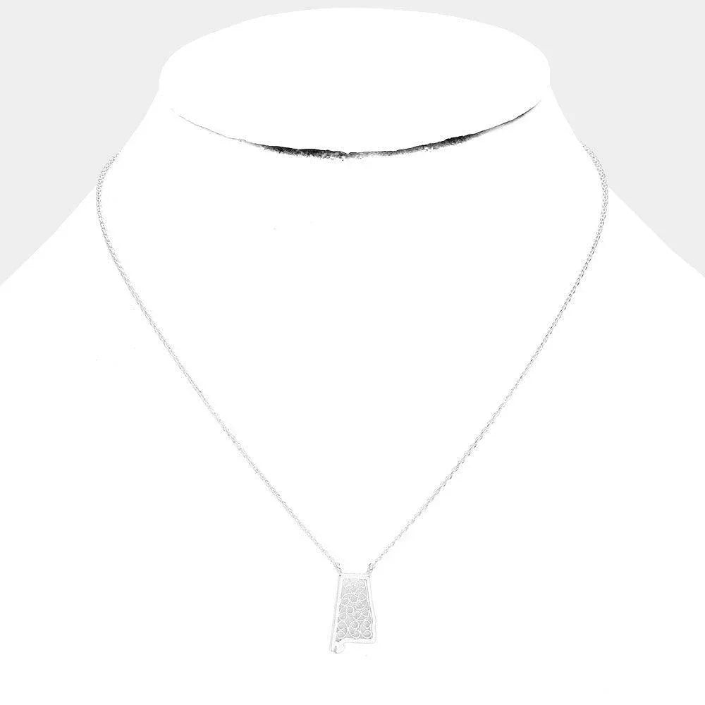 Gold White Gold Dipped Alabama State Pendant Necklace - Jewelry Store by Erik Rayo