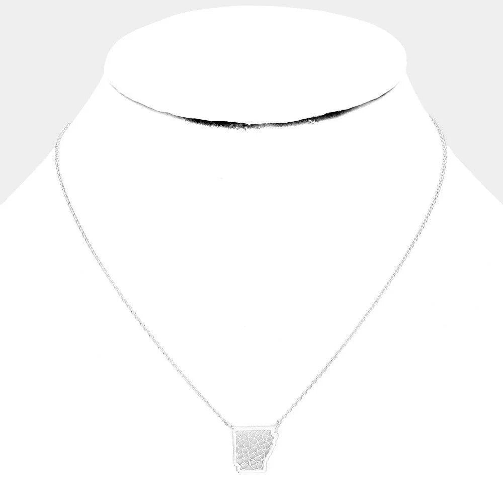 Gold White Gold Dipped Arkansas State Pendant Necklace - Jewelry Store by Erik Rayo