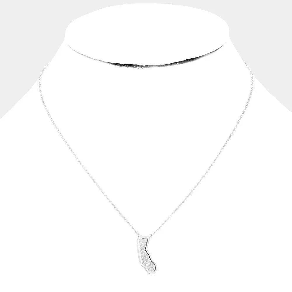 Gold White Gold Dipped California State Pendant Necklace - Jewelry Store by Erik Rayo