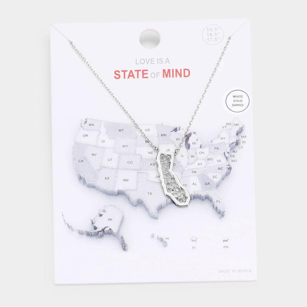 Gold White Gold Dipped California State Pendant Necklace - Jewelry Store by Erik Rayo