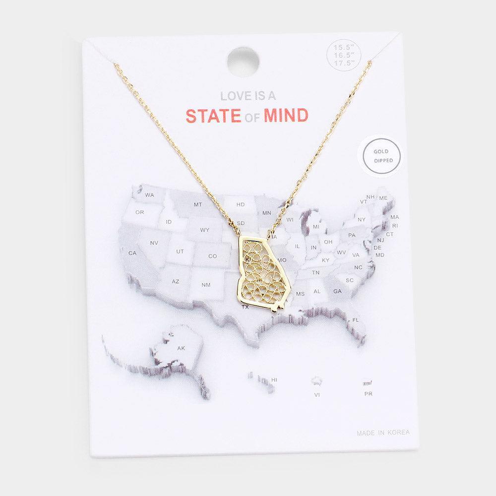 Gold Gold Dipped Georgia State Pendant Necklace - Jewelry Store by Erik Rayo