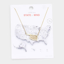 Load image into Gallery viewer, Gold Gold Dipped Oklahoma State Pendant Necklace
