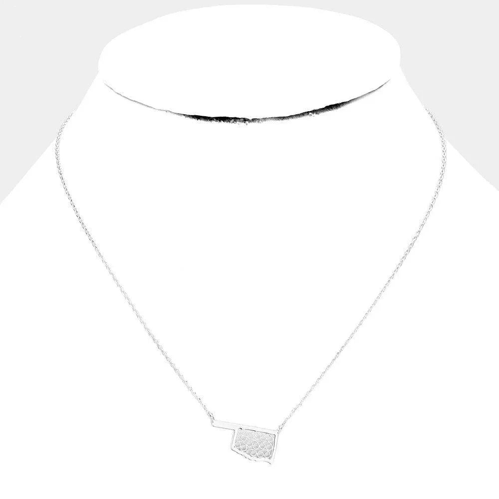 Gold White Gold Dipped Oklahoma State Pendant Necklace - Jewelry Store by Erik Rayo