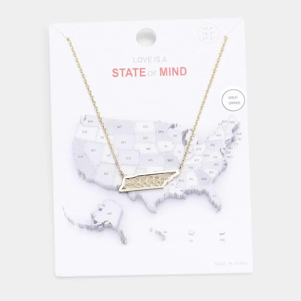 Gold Gold Dipped Tennessee State Pendant Necklace - Jewelry Store by Erik Rayo
