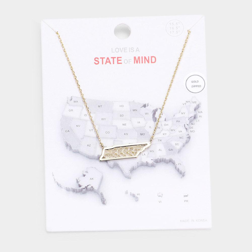 Gold Gold Dipped Tennessee State Pendant Necklace