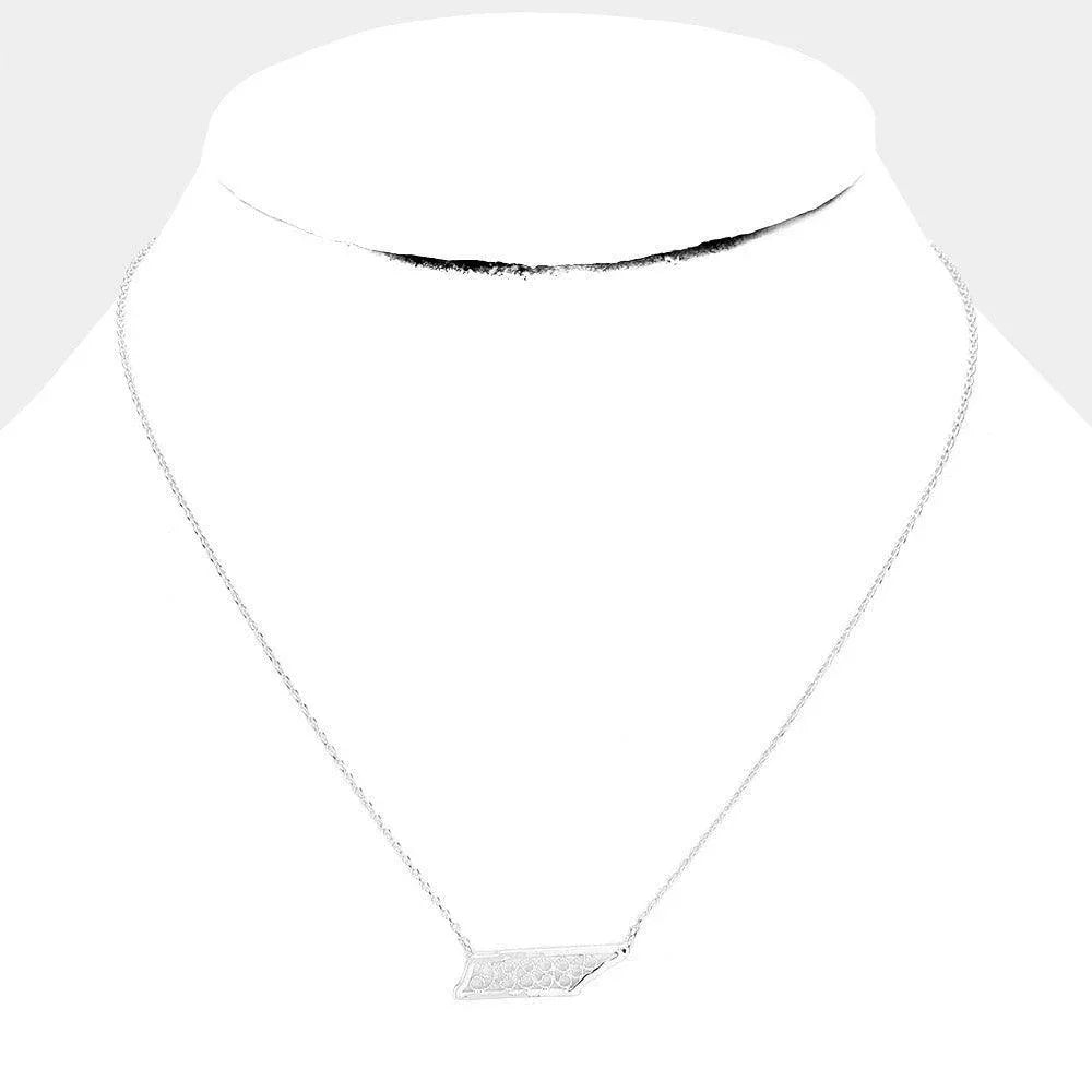 Gold White Gold Dipped Tennessee State Pendant Necklace - Jewelry Store by Erik Rayo