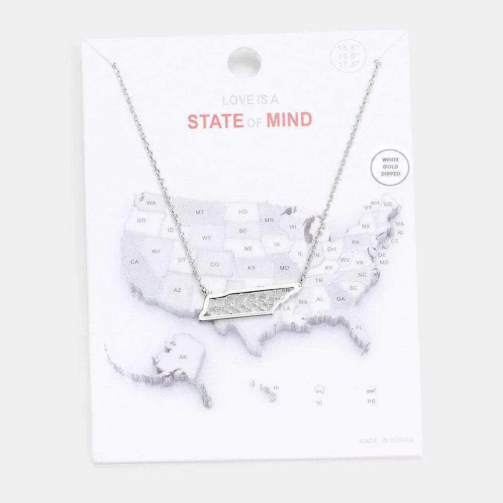 Gold White Gold Dipped Tennessee State Pendant Necklace - Jewelry Store by Erik Rayo