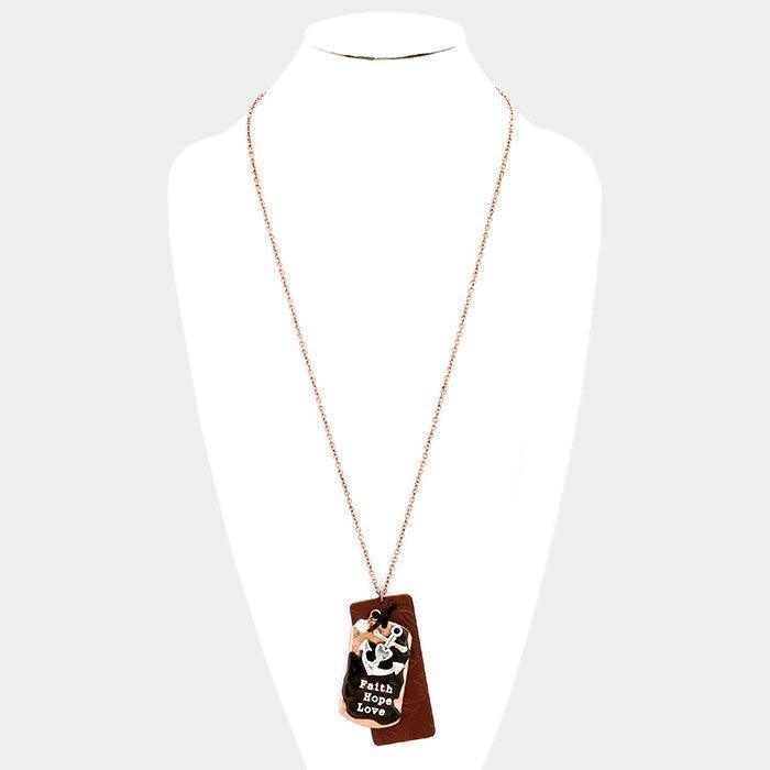 Silver "Faith Hope Love" Metal Anchor Pearl Charm Pendant Necklace - Jewelry Store by Erik Rayo