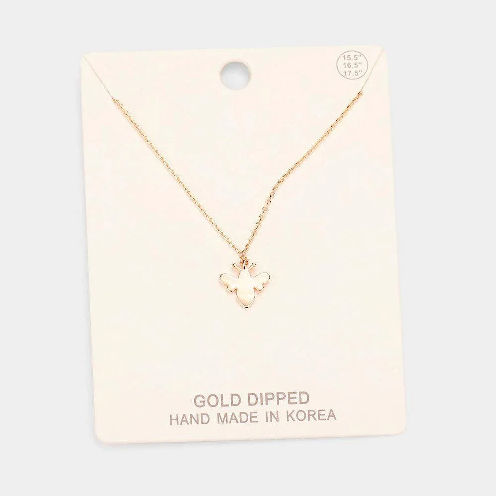 Rose Gold Gold Dipped Metal Honey Bee Pendant Necklace - Jewelry Store by Erik Rayo