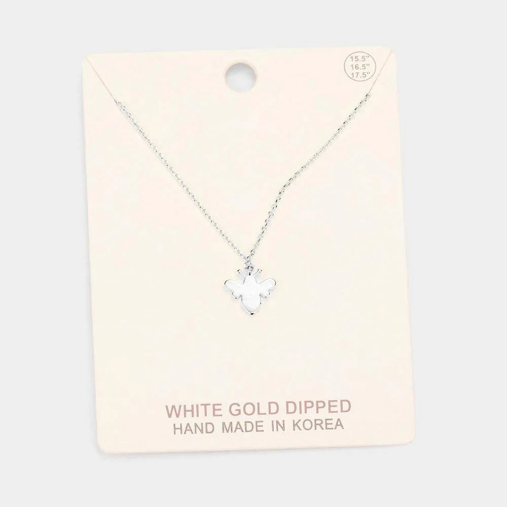 Gold White Gold Dipped Metal Honey Bee Pendant Necklace - Jewelry Store by Erik Rayo