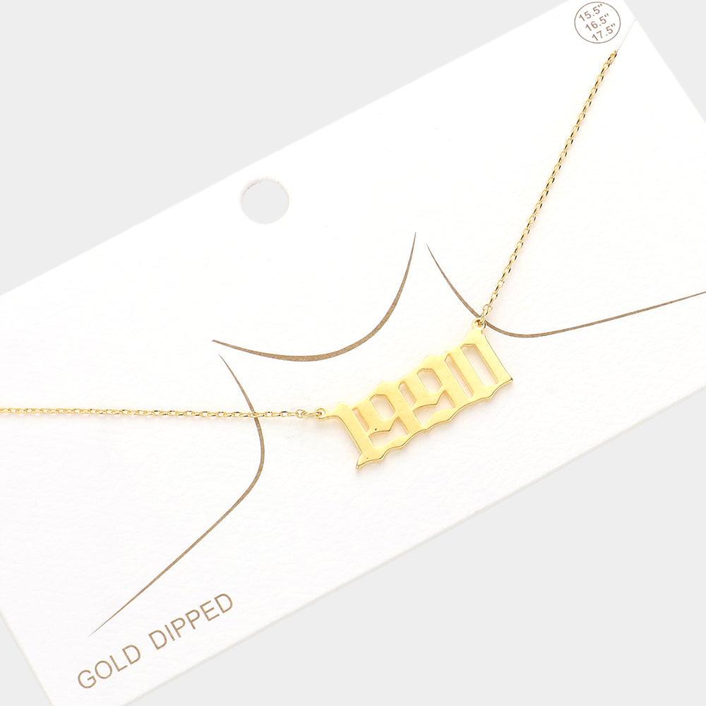 Gold 1990 Gold Dipped Birth Year Pendant Necklace