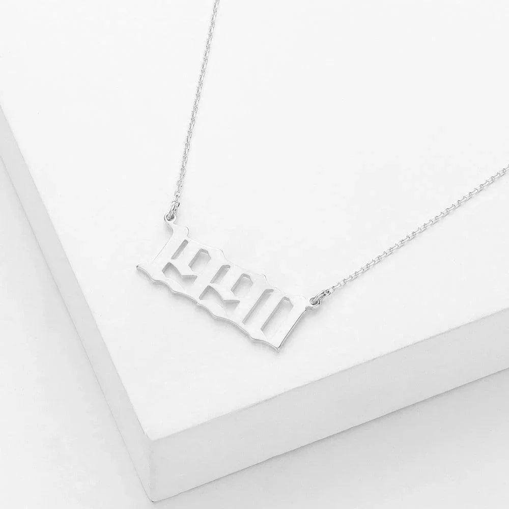 Gold 1990 White Gold Dipped Birth Year Pendant Necklace - Jewelry Store by Erik Rayo
