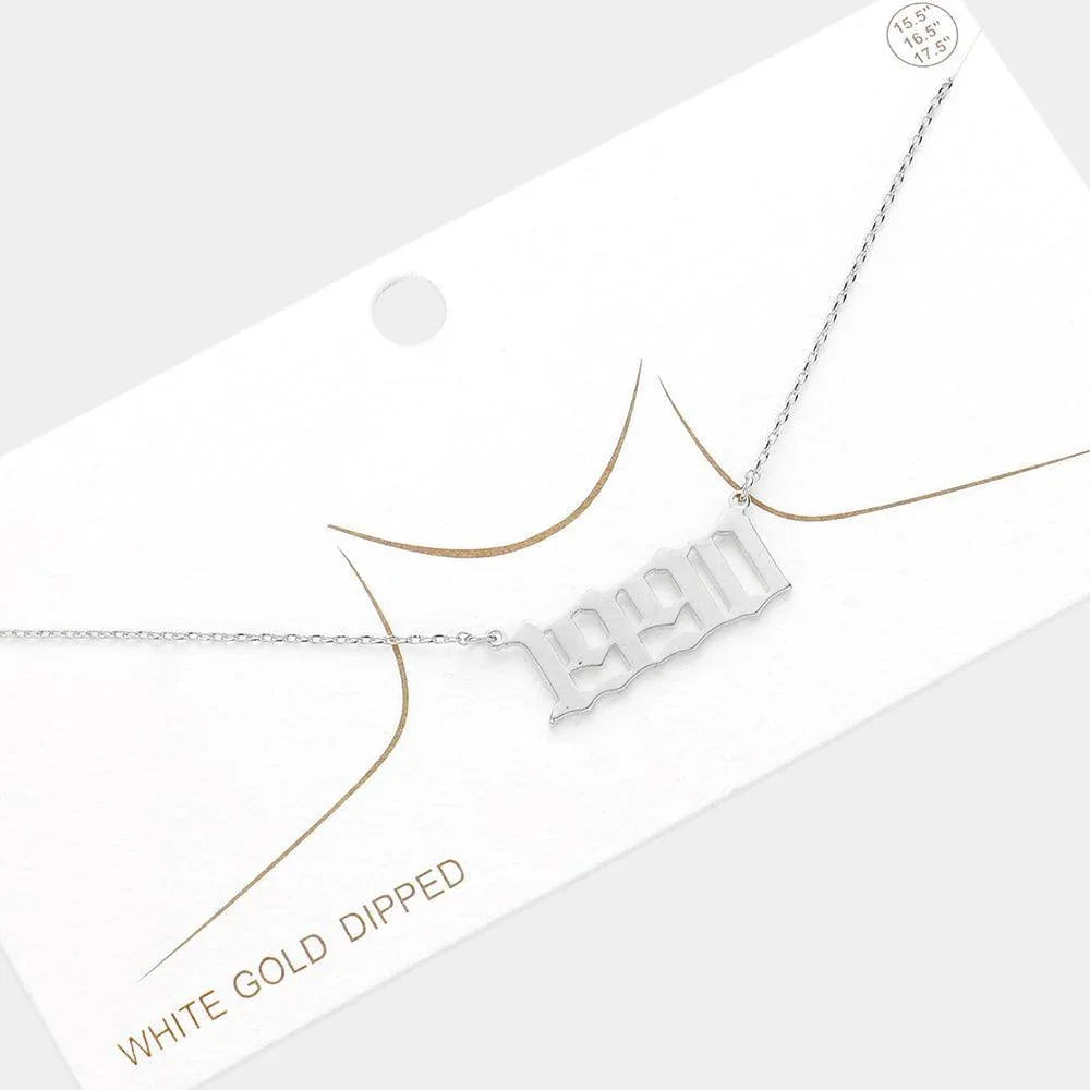Gold 1990 White Gold Dipped Birth Year Pendant Necklace - Jewelry Store by Erik Rayo