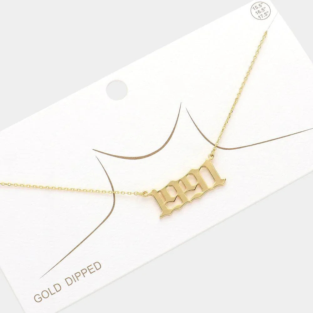 Gold 1991 Gold Dipped Birth Year Pendant Necklace - Jewelry Store by Erik Rayo