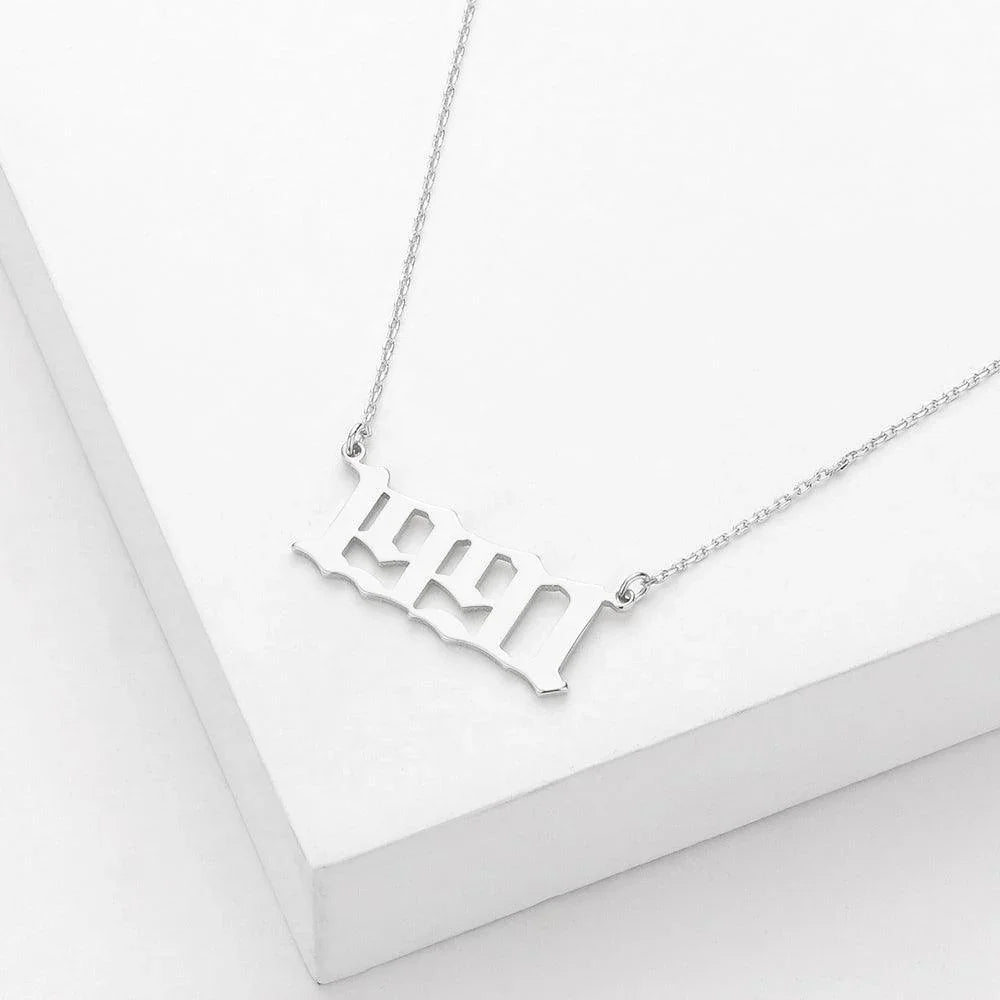 Gold 1991 White Gold Dipped Birth Year Pendant Necklace - Jewelry Store by Erik Rayo