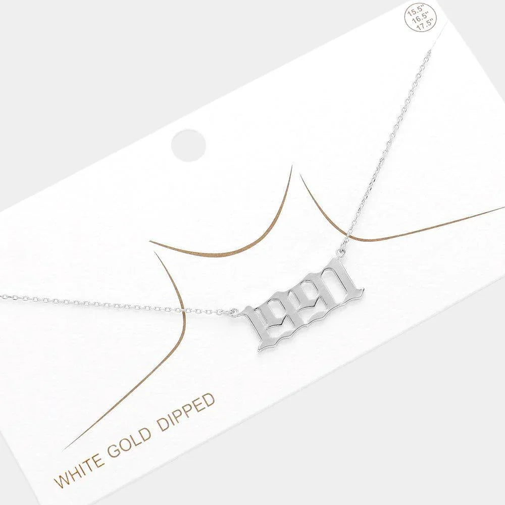 Gold 1991 White Gold Dipped Birth Year Pendant Necklace - Jewelry Store by Erik Rayo