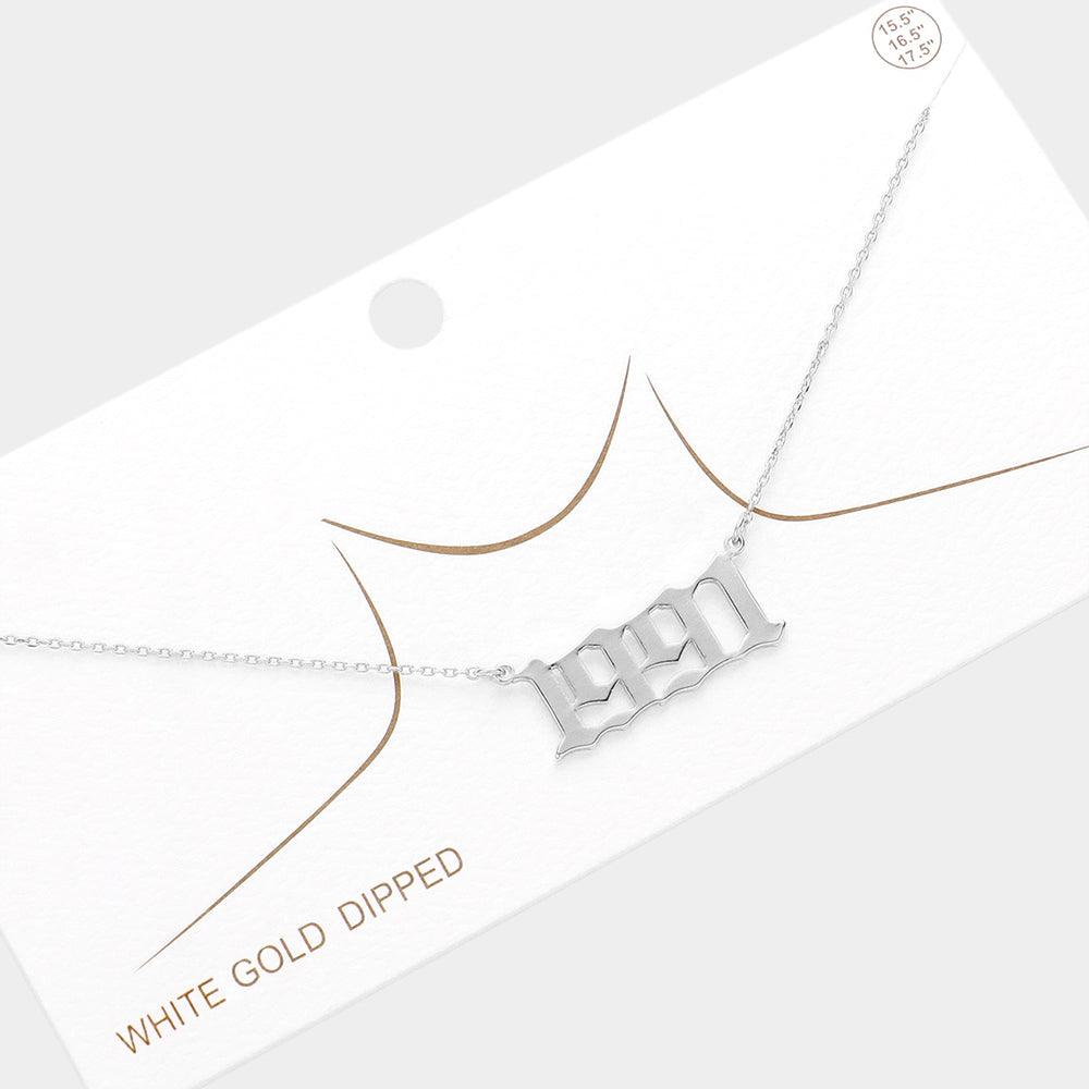 Gold 1991 White Gold Dipped Birth Year Pendant Necklace