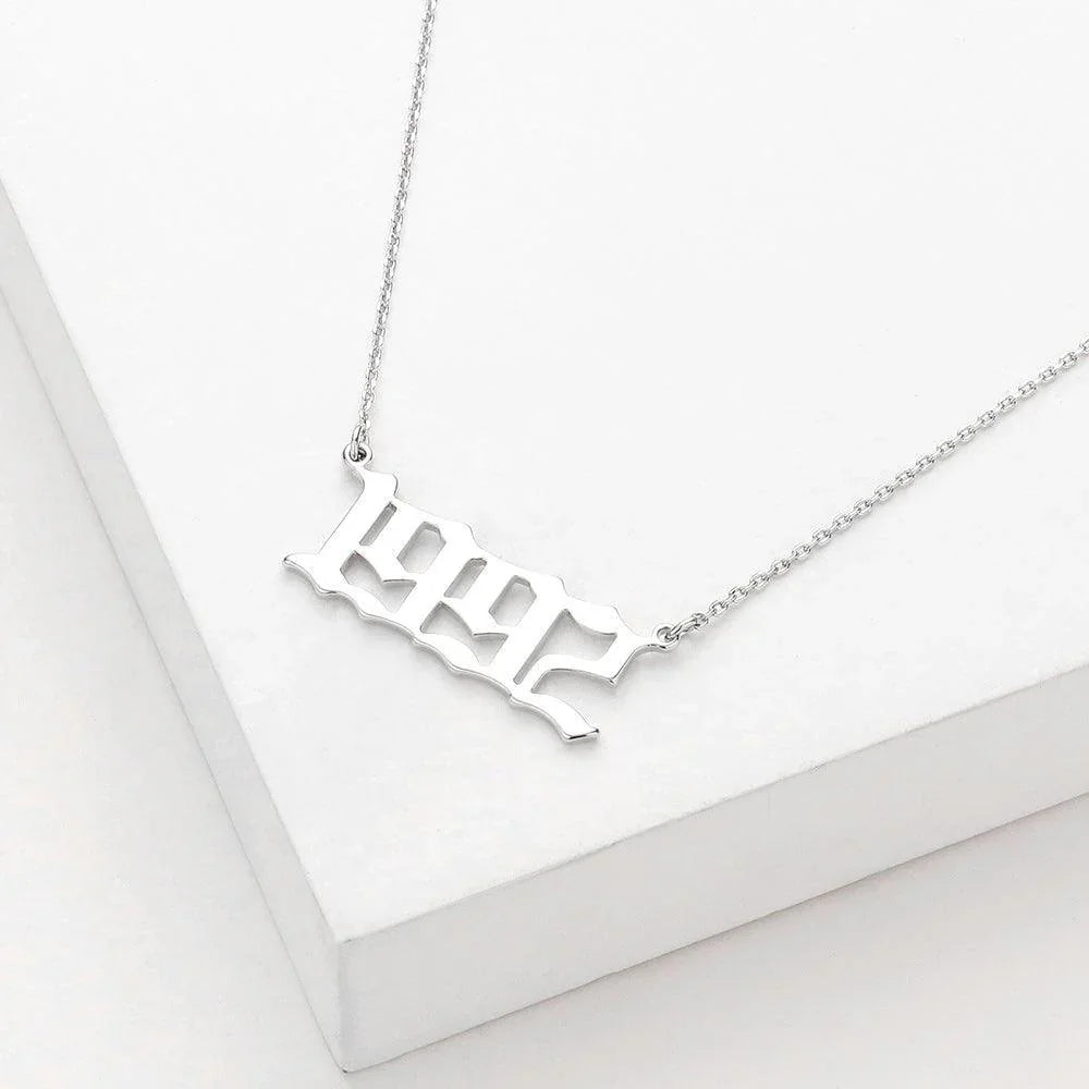 Gold 1992 White Gold Dipped Birth Year Pendant Necklace - Jewelry Store by Erik Rayo