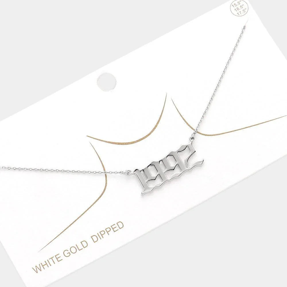 Gold 1992 White Gold Dipped Birth Year Pendant Necklace - Jewelry Store by Erik Rayo