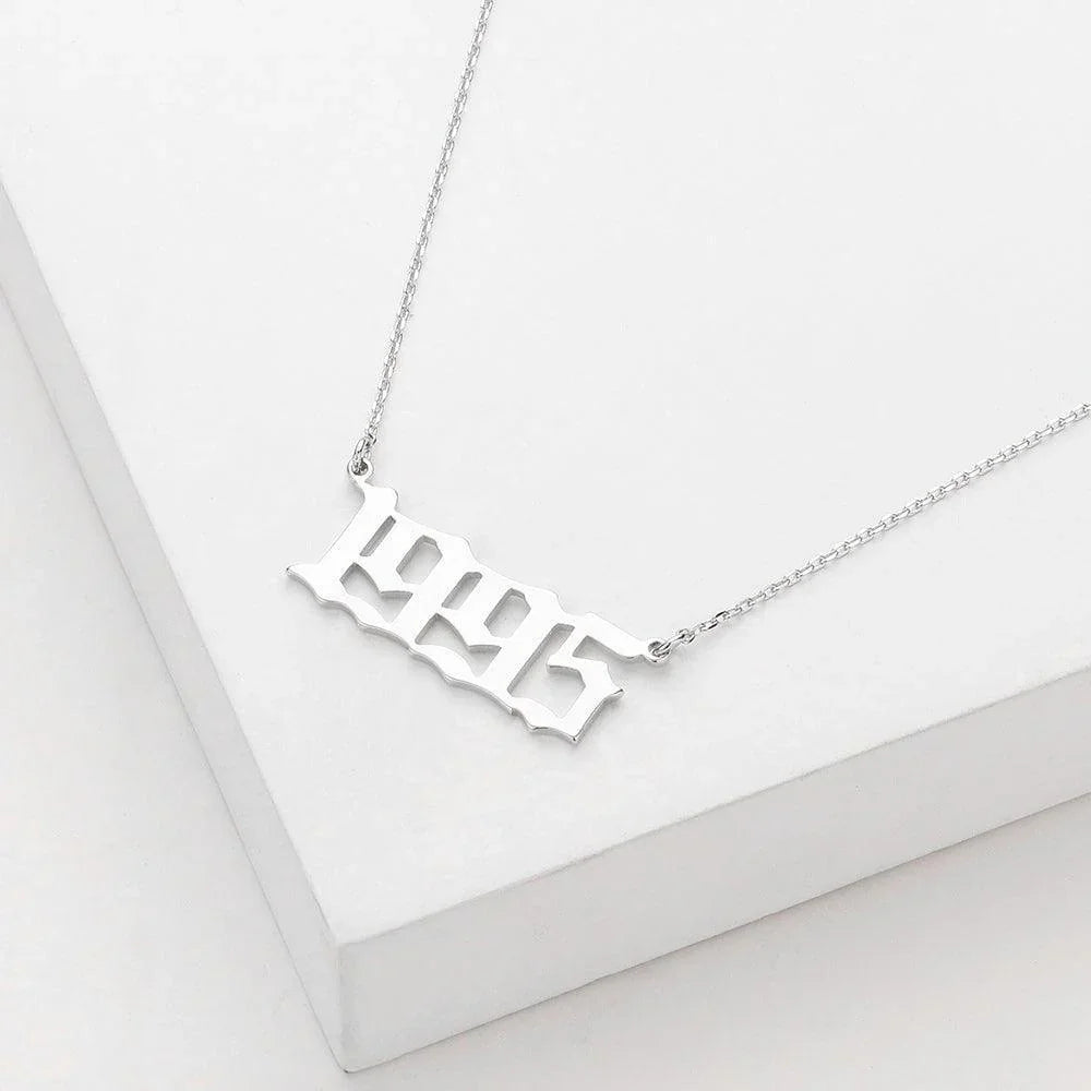 Gold 1995 White Gold Dipped Birth Year Pendant Necklace - Jewelry Store by Erik Rayo
