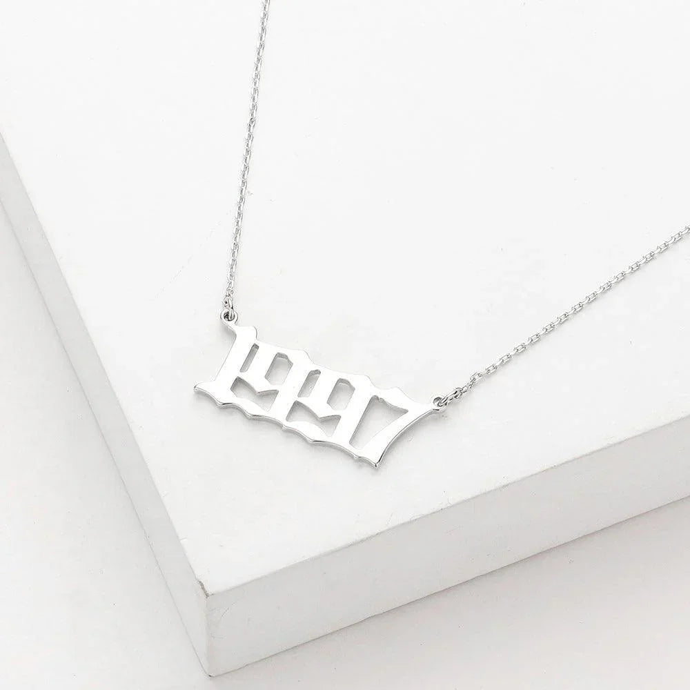 Gold 1997 White Gold Dipped Birth Year Pendant Necklace - Jewelry Store by Erik Rayo