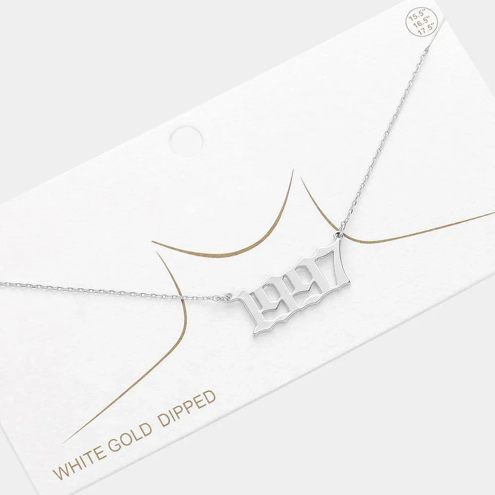 Gold 1997 White Gold Dipped Birth Year Pendant Necklace - Jewelry Store by Erik Rayo