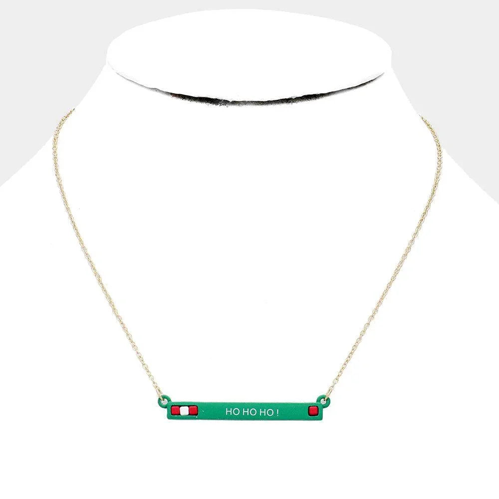 Gold Hohoho Merry Christmas Cube Resin Pendant Necklace - Jewelry Store by Erik Rayo