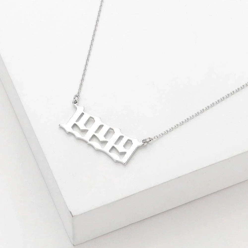 Gold 1999 White Gold Dipped Birth Year Pendant Necklace - Jewelry Store by Erik Rayo