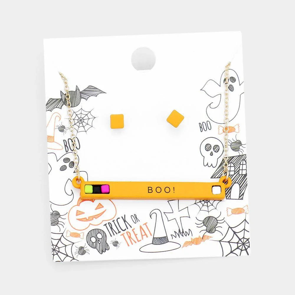 Gold Boo Cube Resin Pendant Necklace - Jewelry Store by Erik Rayo