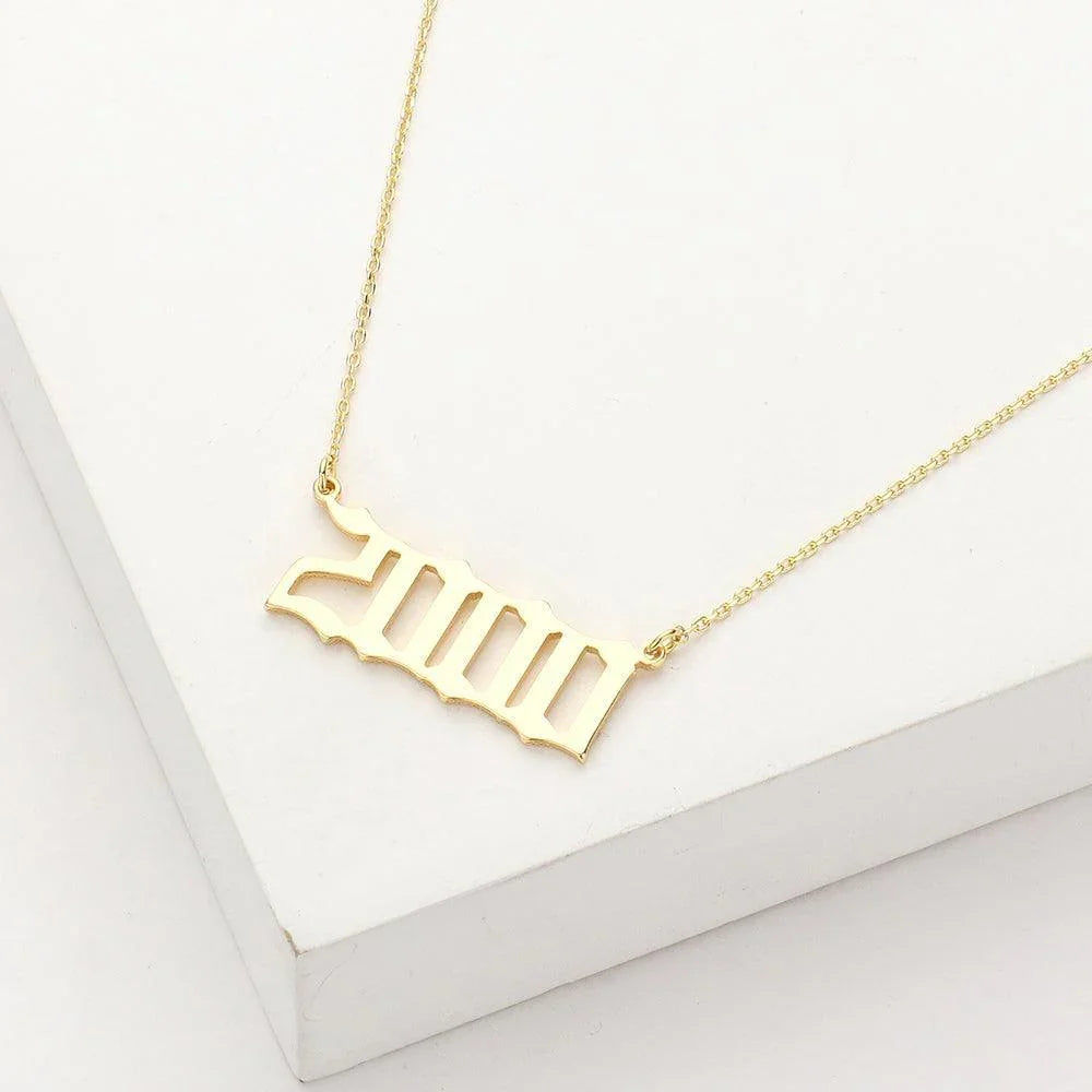 Gold 2000 Gold Dipped Birth Year Pendant Necklace - Jewelry Store by Erik Rayo