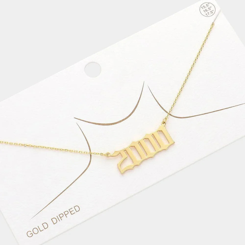 Gold 2000 Gold Dipped Birth Year Pendant Necklace - Jewelry Store by Erik Rayo