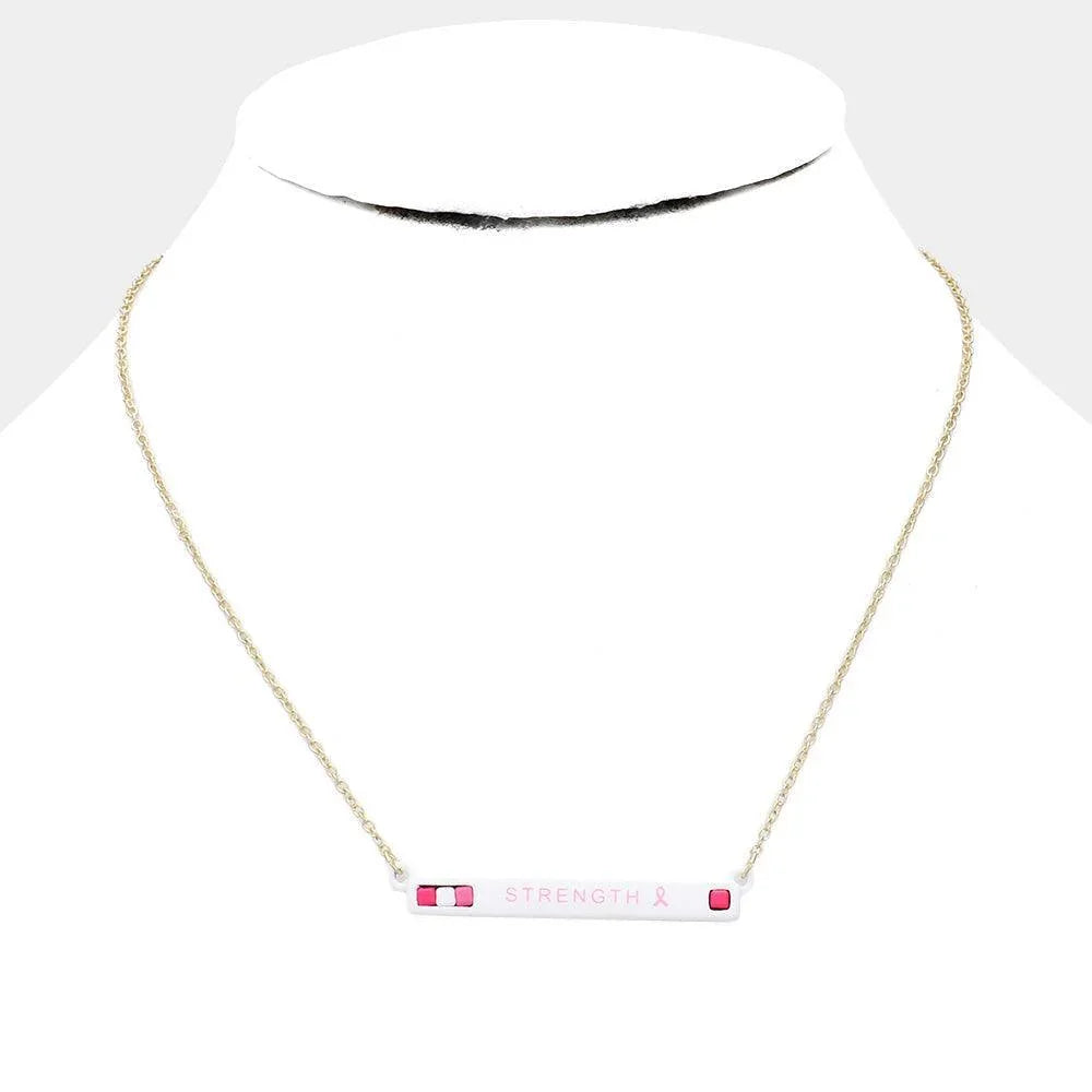 Pink Pink Ribbon Strength Cube Resin Pendant Necklace - Jewelry Store by Erik Rayo