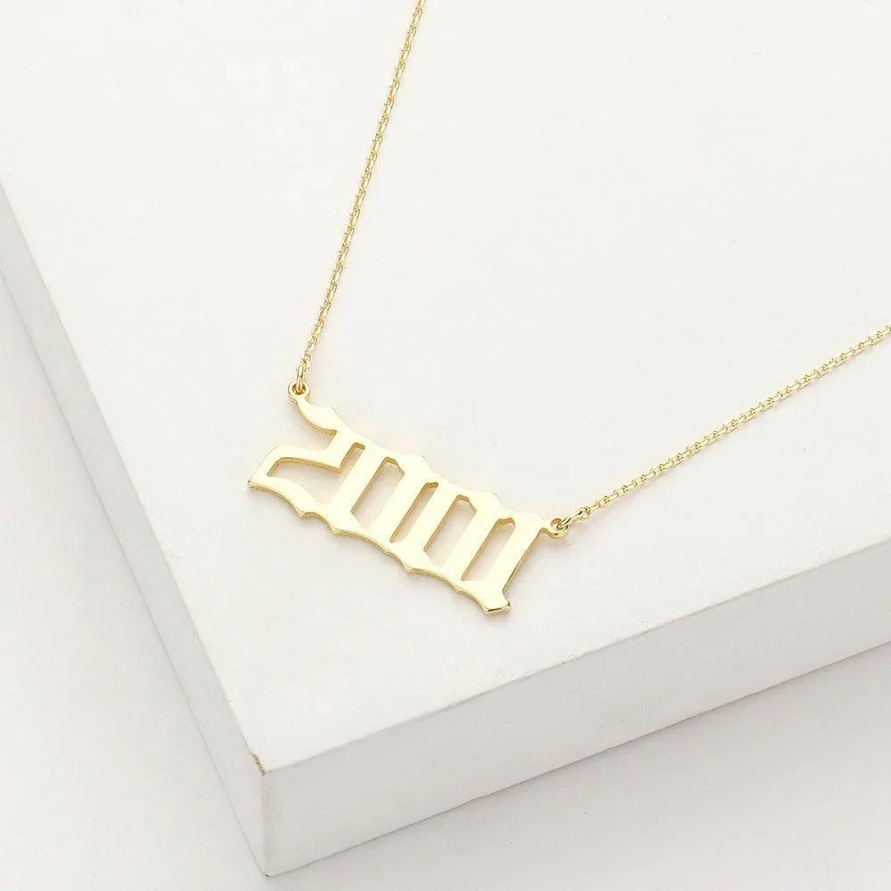 Gold 2001 Gold Dipped Birth Year Pendant Necklace - Jewelry Store by Erik Rayo