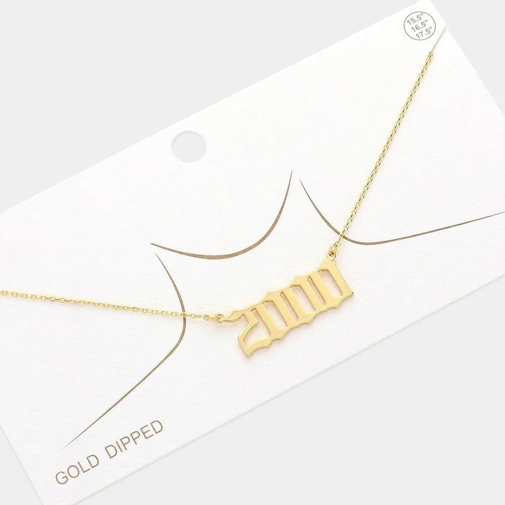 Gold 2001 Gold Dipped Birth Year Pendant Necklace - Jewelry Store by Erik Rayo
