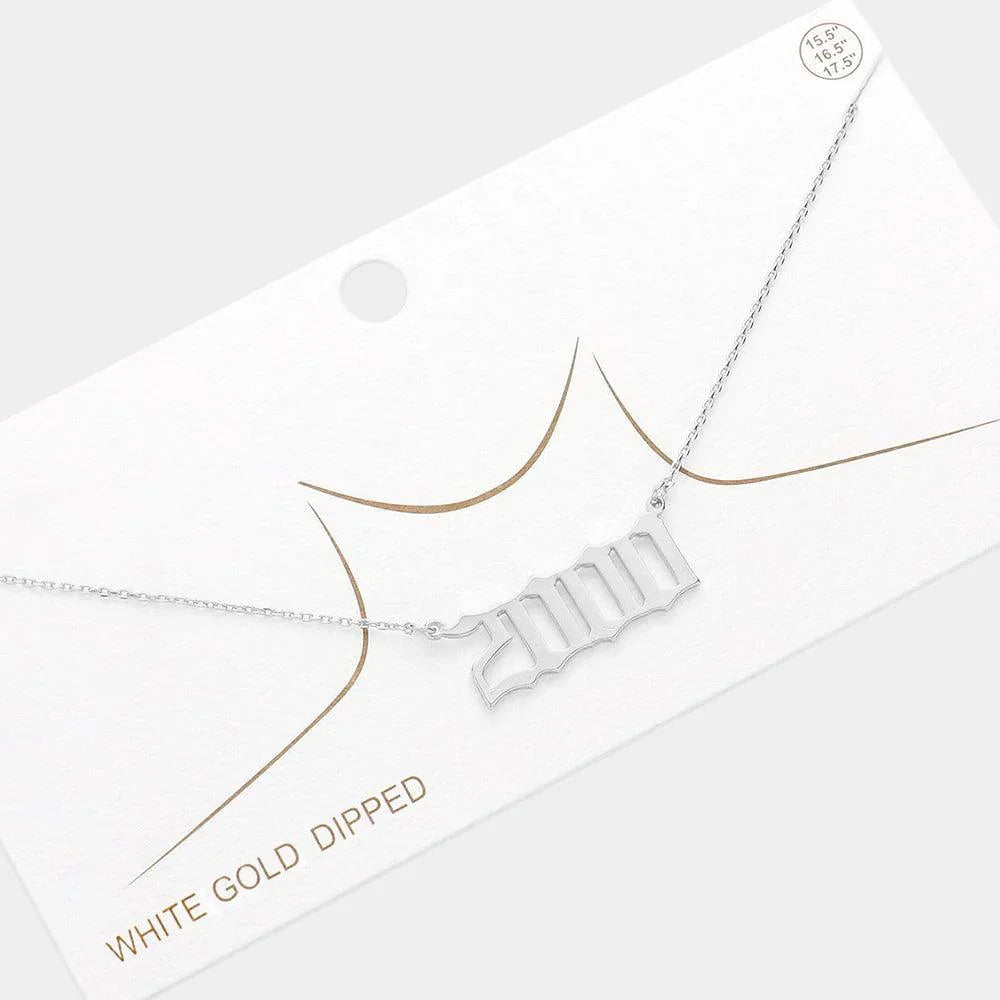 Gold 2001 White Gold Dipped Birth Year Pendant Necklace - Jewelry Store by Erik Rayo