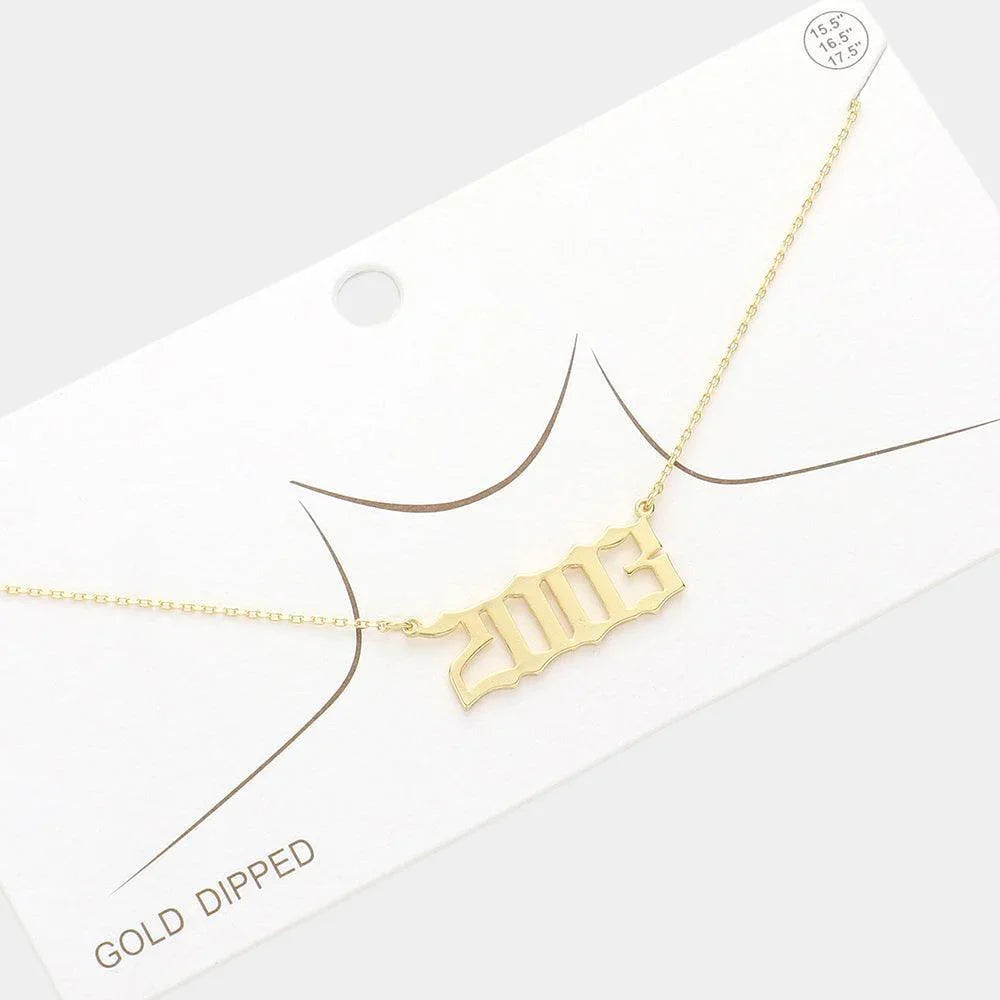 Gold 2003 Gold Dipped Birth Year Pendant Necklace - Jewelry Store by Erik Rayo