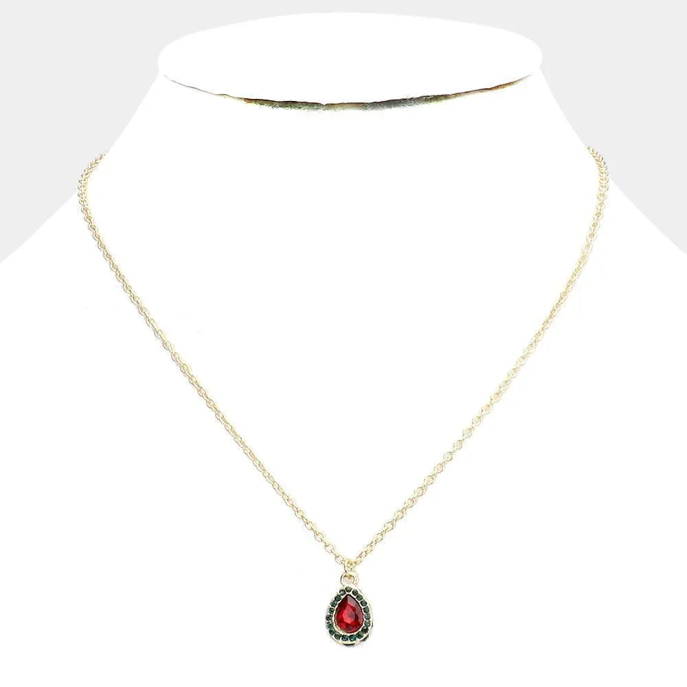 Gold Teardrop Stone Pendant Necklace - Jewelry Store by Erik Rayo