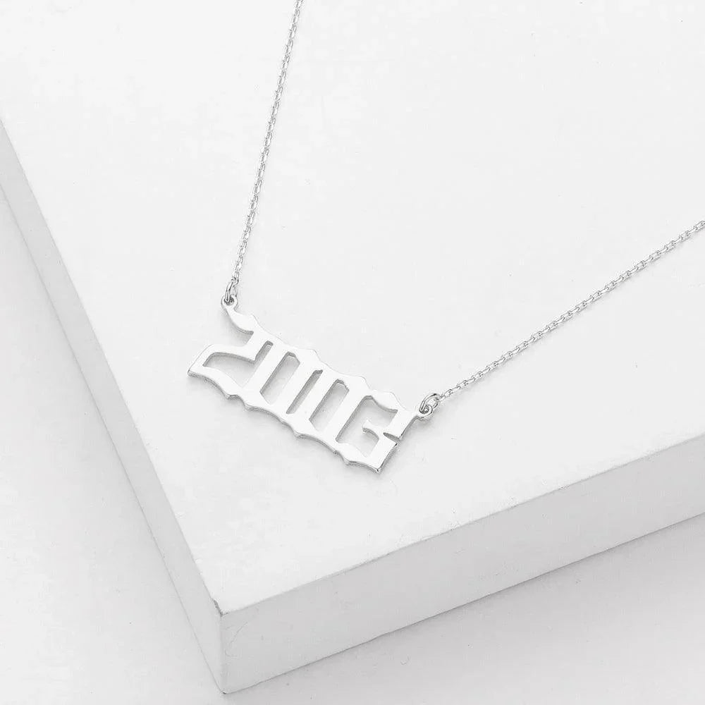 Gold 2003 White Gold Dipped Birth Year Pendant Necklace - Jewelry Store by Erik Rayo