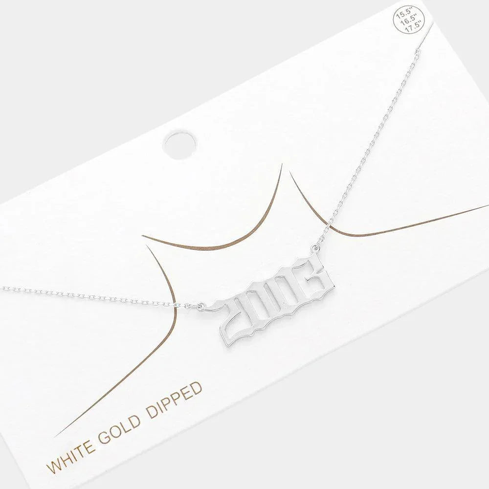 Gold 2003 White Gold Dipped Birth Year Pendant Necklace - Jewelry Store by Erik Rayo